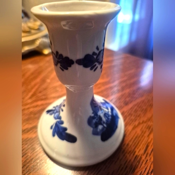 Vintage Delft Blue and White Floral Windmill Candle Holder Handpainted - Picture 6 of 6